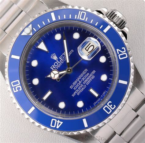 rolex submariner 16610 steel custom deepblue mens watchrolex